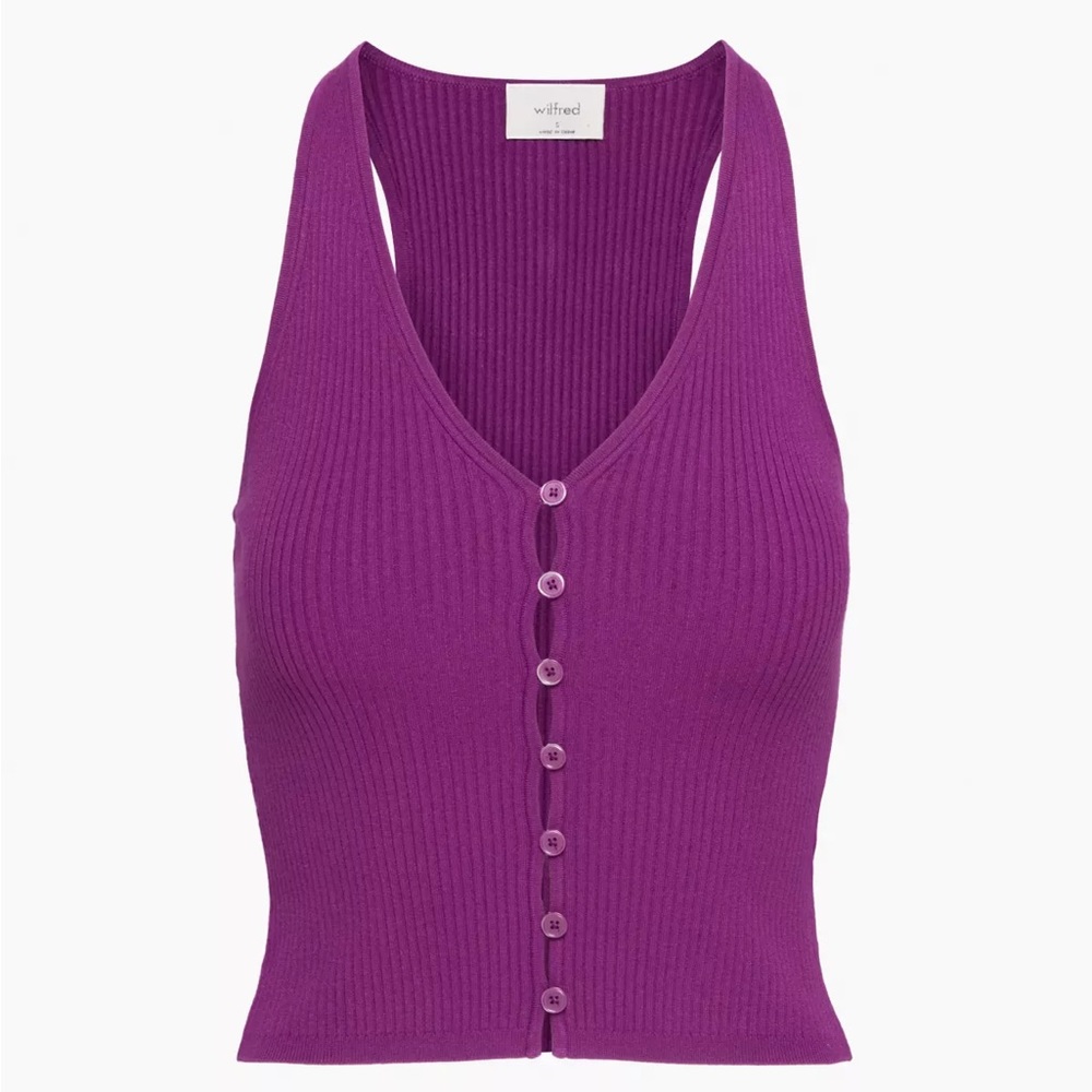 Aritzia Wilfred Affinity halter neck button up sweater tank top -sold out online